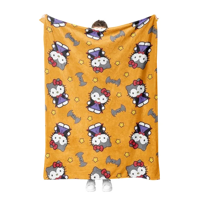 Sanrio Hello Kitty Halloween Blanket Winter Living Room Sofa Warm Large Flannel Blanket Office Multifunction Travel Blanket