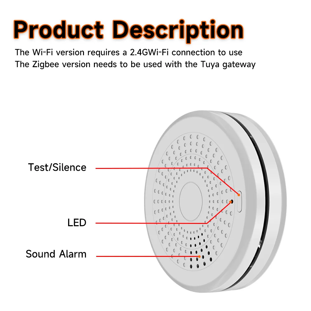 Imagem -05 - Tuya em wi fi Sensor de Fumaça e co Detector de Monóxido de Carbono Alarme 85db Sirene Som Independente co Envenenamento Aviso Alarme Detector