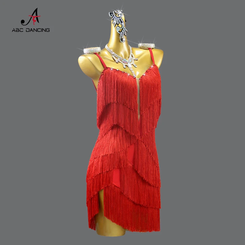 2024 Latin Dance Dress Evening Costume Women Stage Outfit Performance Clothing Fringed Skirt Ballroom Dancewear Tops Girl Party