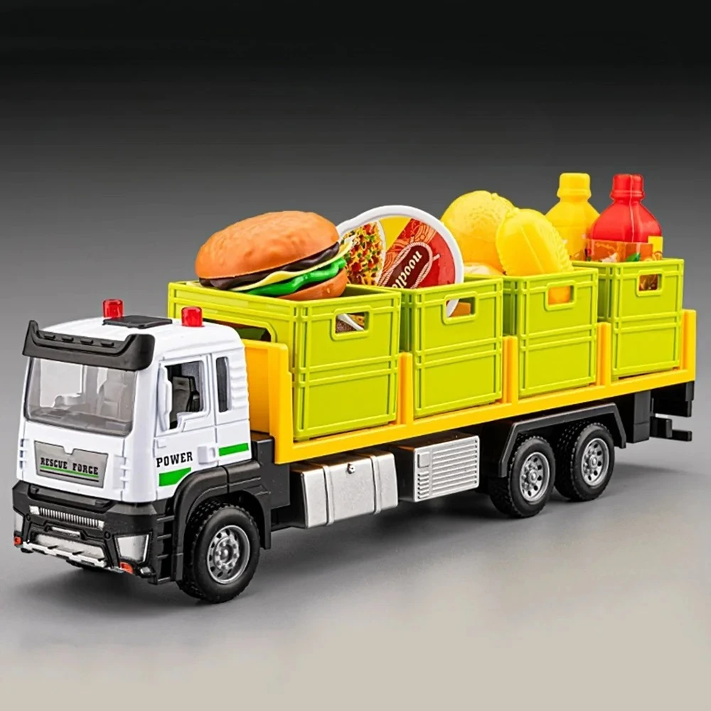 

1:32 Fruit and Vegetable Transport Vehicle Alloy Diecast Model Toy Car Metal Locomotive Inertial Wheel Engineering Truck Boy Toy