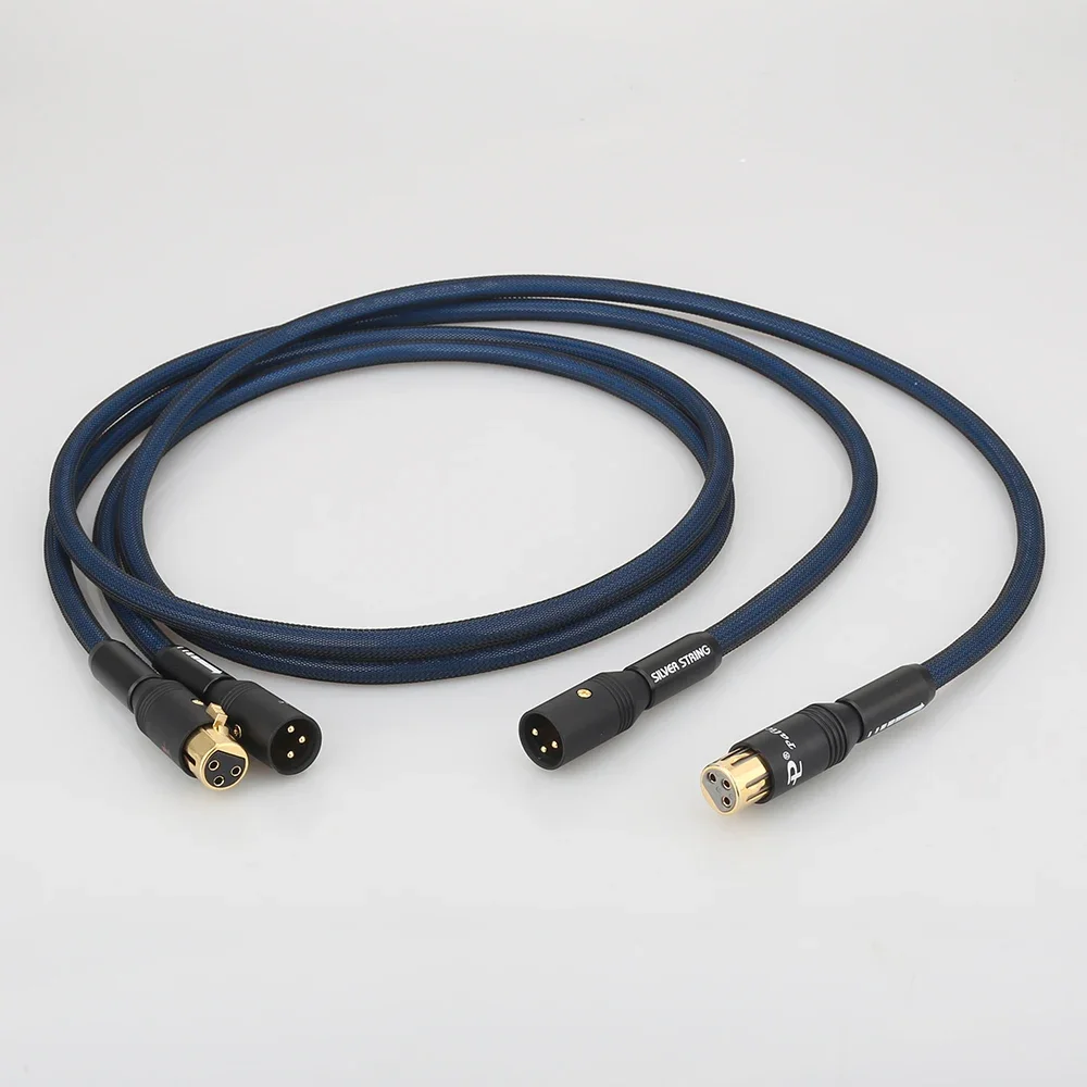 5N Silver Plated XLR Male to Female Balanced Extension Cable 1 Pair Mic Cord for Microphone Studio Monitor Mixer