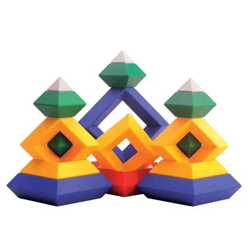 Versatile Pyramid Building Blocks Large Particle Puzzle Assembly Children\'s Magic Tower Diamond Folding Music Toy