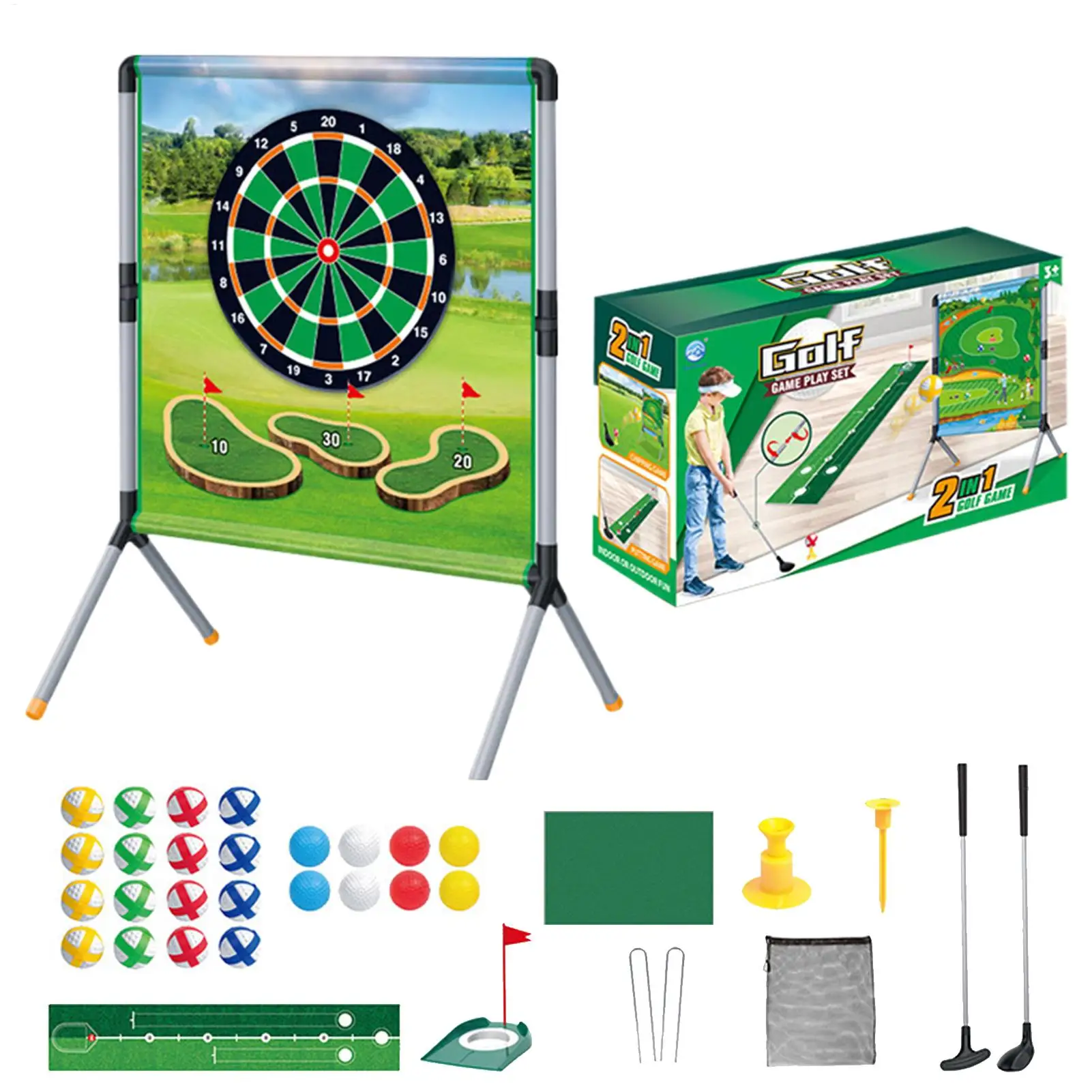 

Golf Yard Game Golf Training Aid Outdoor Games Golfing Accessories With Balls Tees Putting Mat Play Set For Hitting Practice