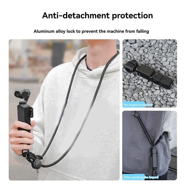 ABDE-Camera Lanyard Neck Strap Adjustable With 1/4In Screw Anti-Lost Security Rope For Pocket 3 X3 X4 Gopro A