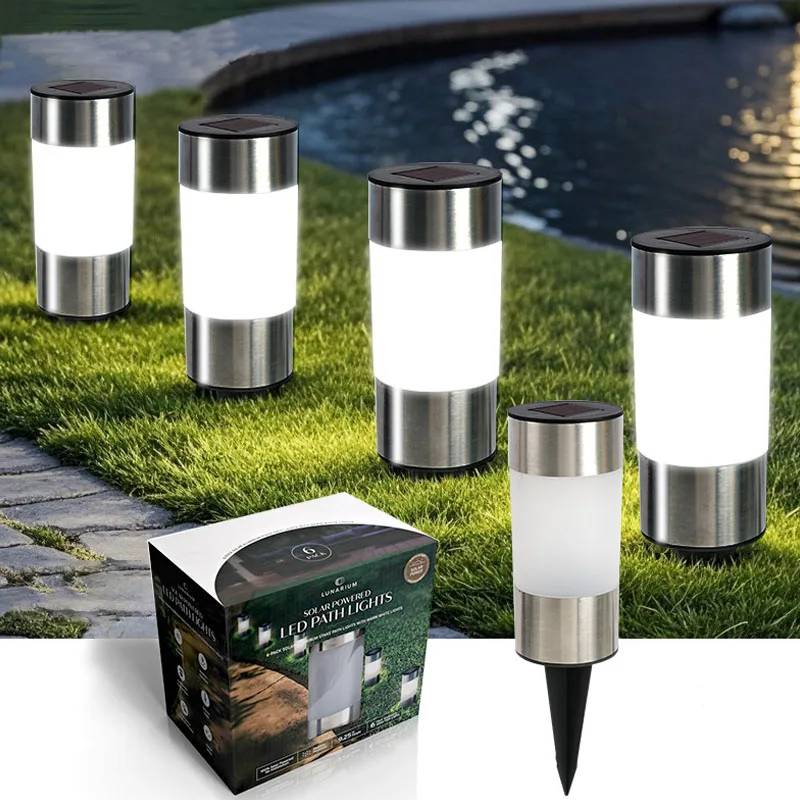 

3 шт. солнечных садовых светильников из нержавеющей стали на штыре, водонепроницаемые, для садов, вилл, дворов, подъездных путей, патио, дорожек