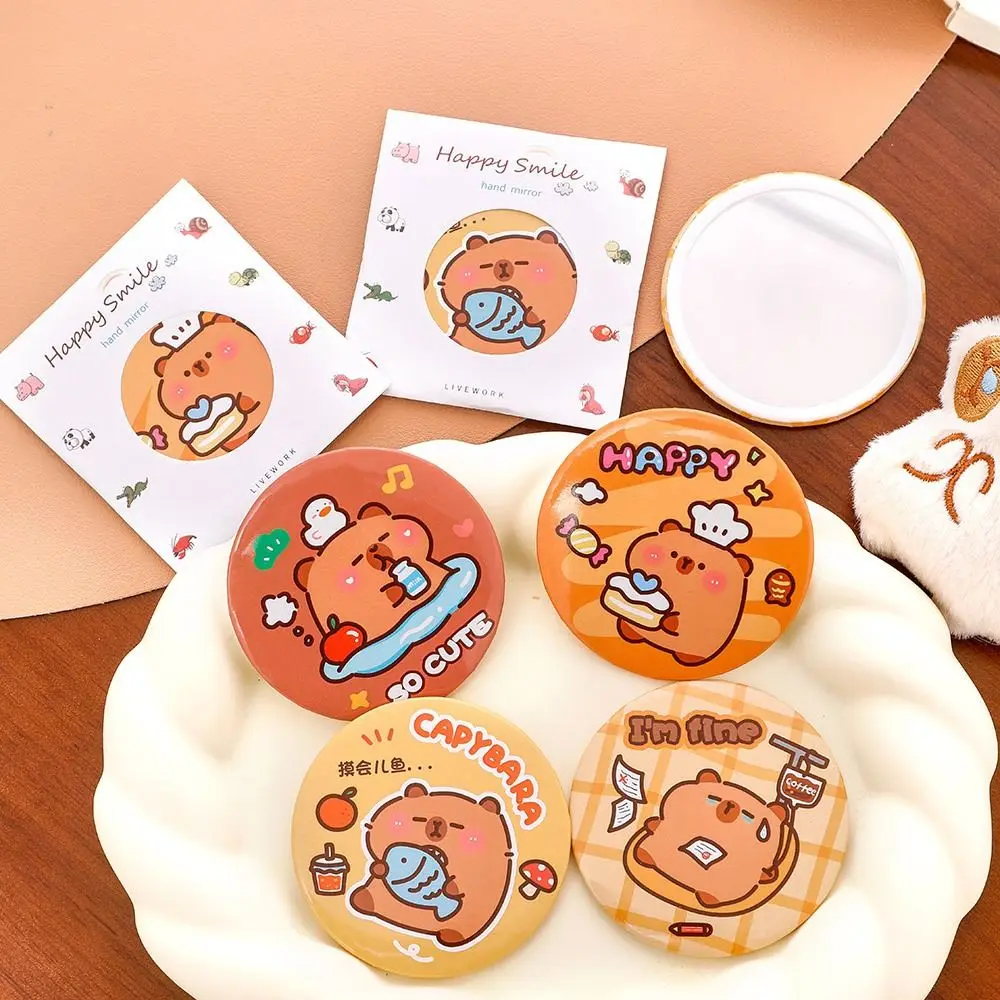 Mini Cartoon Capybara Cosmetische Spiegel Draagbare Ronde Handspiegel HD Kleine Make-upspiegel Cosmetica Gereedschap