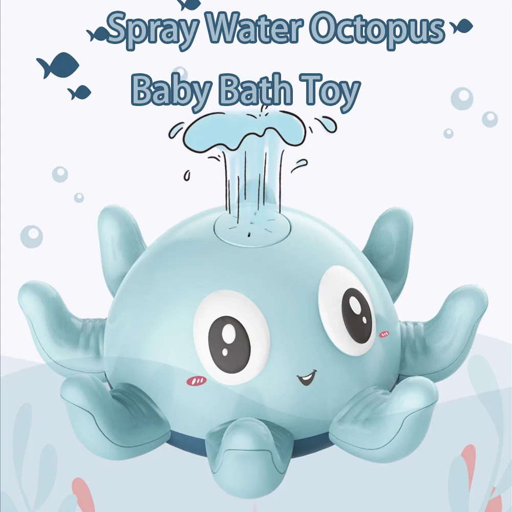 Электрический распылитель с автоматическим распознаванием воды, светящийся осьминог, детская игрушка для ванны, интерактивный разбрызгиватель для душа для малышей, развлечение времени ванны