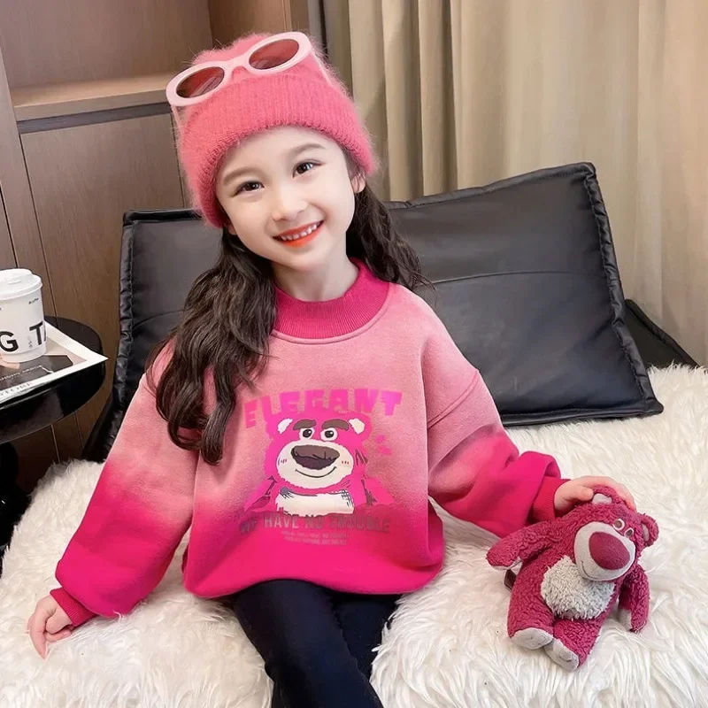 

Girly Heart Miniso Anime Lotso Fleece Long Sleeve Hoodie Cute Kawaii Cartoon Thickened Children Shirt Clothing Gifts for Kids