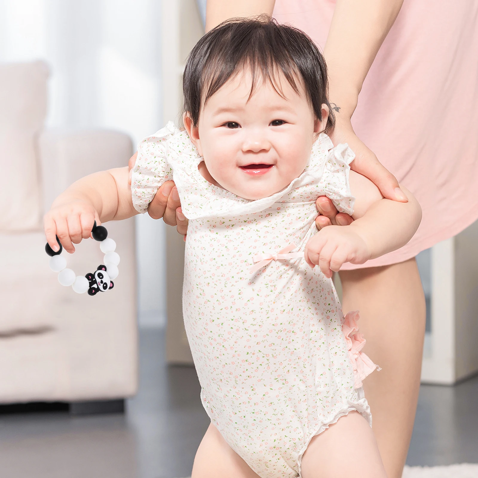 

Silicone Baby Bracelet Cute Teether For Infant Toddler Panda Charm Comfortable Safe Gum Relief Beaded Teether Bracelet For