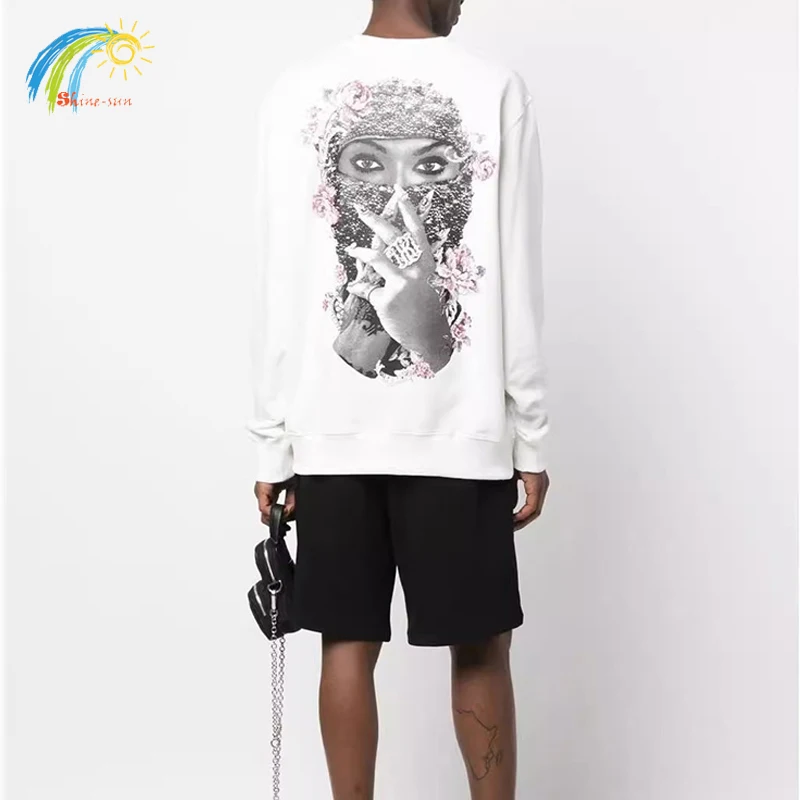 

Flower Masked Woman Print IH NOM UH NIT PARIS Sweatshirts High Quality Men Women Couple Pullovers Loose White Hoodie With Tags