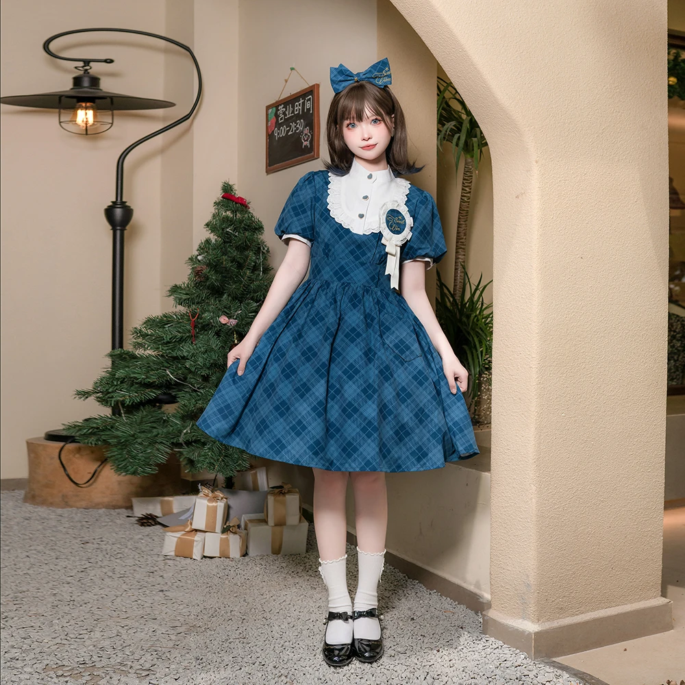 Coalfell Cotton Tree Girl Original Lolita Girl Song Dress Vintage Lolita Daily Summer Checkered Dress