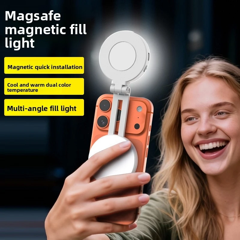 Magsafe Phone LED Ring Light Portable Bi Color Dimmable Selfie Fill Light for Live Stream Vlog Photography view 2
