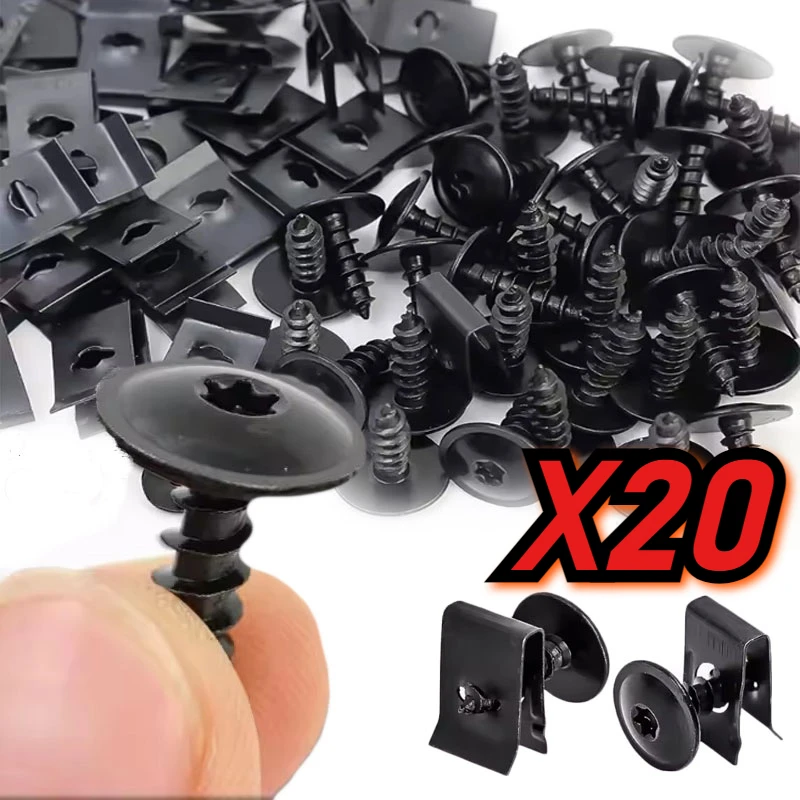 10/20/30pairs Car Metal U-Clips Wholesale Cars Knockout Screws Fasteners Bumpers Fenders Trim Auto Interior Accessories