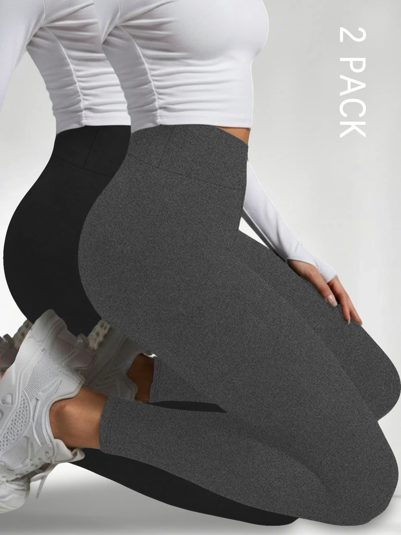 

2 пары женских леггинсов больших размеров с высокой талией — супермягкая ткань, идеально подходит для йоги, бега, тренировок и отдыха дома