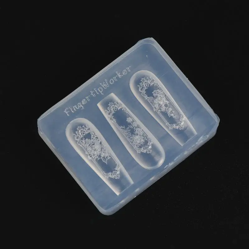 1 Uds. Moldes Retro 3D para uñas, marco de ventana, marco de flor rosa, molde para uñas, plantilla de silicona tallada 3D, herramientas de decoración para manicura DIY