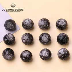 1 Pc Natural Stone Silver Obsidian Meteorite Beads 13mm Loose Spacer Bead For Jewelry Making Diy Necklace Bracelet Accessory