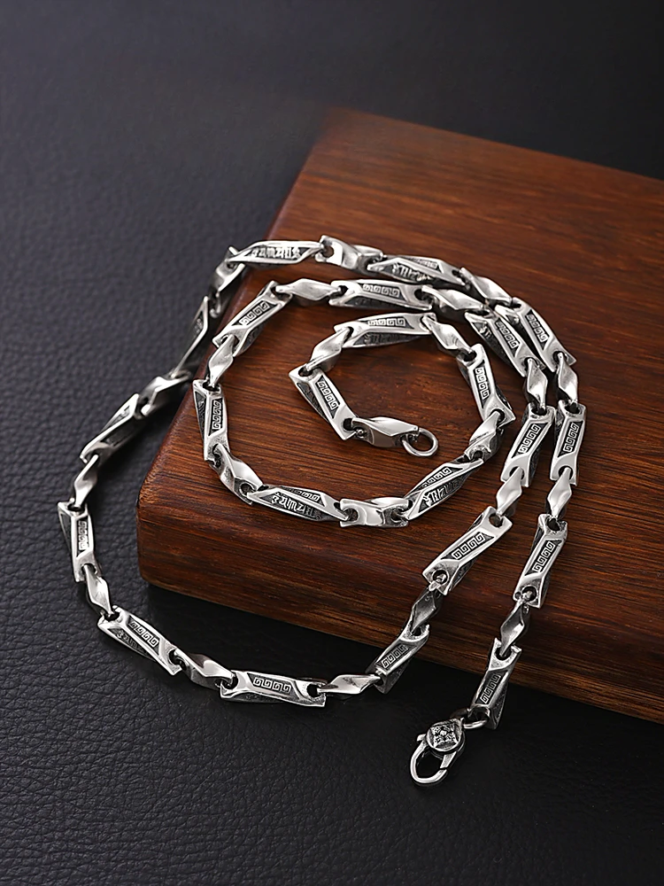 HX Silver Color New Mobius Retro Necklace Men's Retro National Style Niche High-end Fashion Jewelry Women