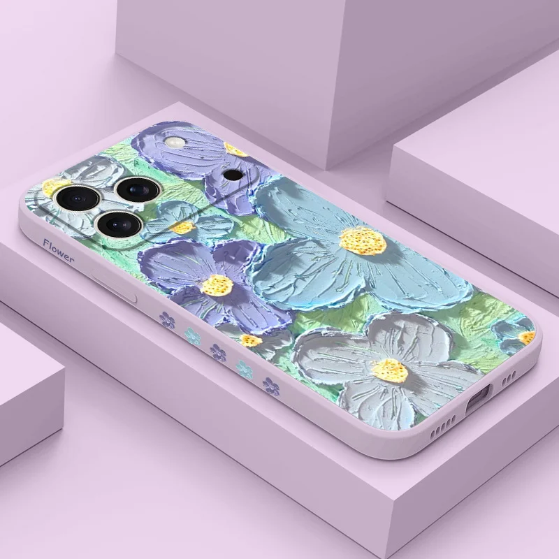 

Cool Flower Phone Case For iPhone 17 Air 16 16e 15 14 13 Plus Pro Max Mini Liquid Silicone Cover