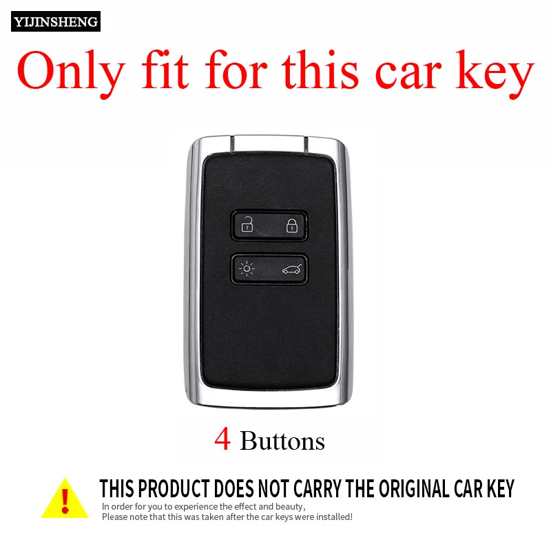 4 Button Zinc Alloy + Leather Car Key Case Cover Skin Holder For Renault Koleos Kadjar Captur Megane Clio Scenic Talisman Arkana