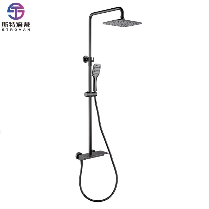 

New Design Luxury Hotel Wall Mounted Thermostatic Rainfall Shower Head Faucet Set Washroom Bathroom Bath Complete Shower Set
