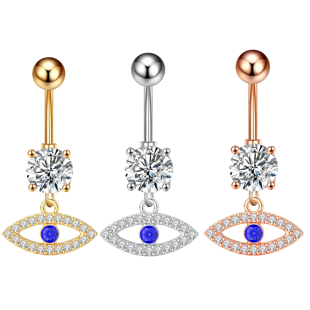 1PC Gold Color Series Crystal Belly Button Rings Snake Flower Heart Belly Ring for Women Stainless Steel Dangled Navel Piercing