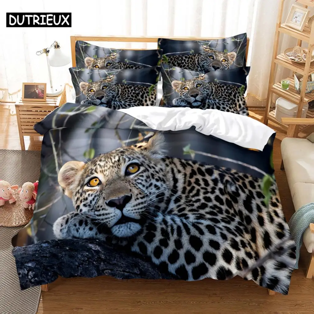 

3D Digital - Printed Animals - Themed Queen - Sized Duvet Cover Set with Fashionable Design for Bed Linen