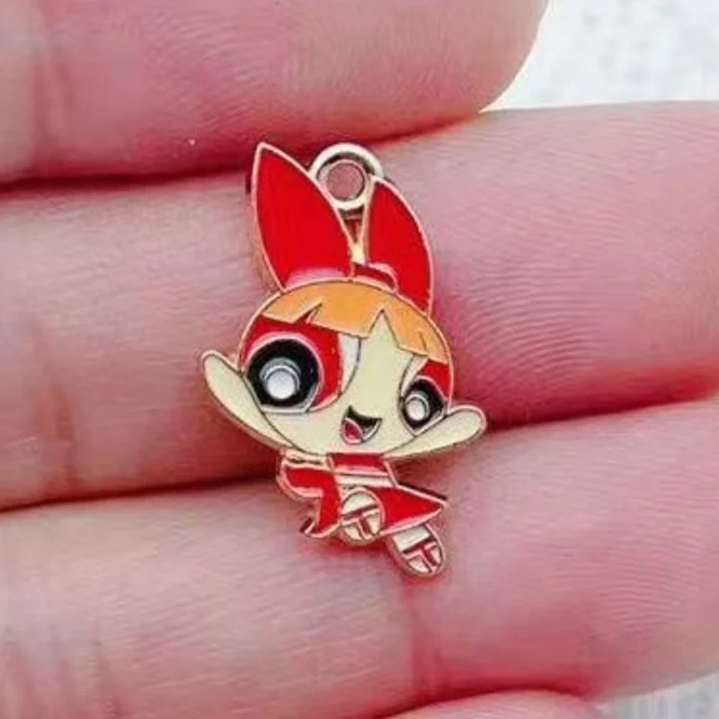 10pcs Alloy Oil-Dripping Cartoon Girl Pendant, DIY Jewelry Making Earrings Keychain Accessories view 3