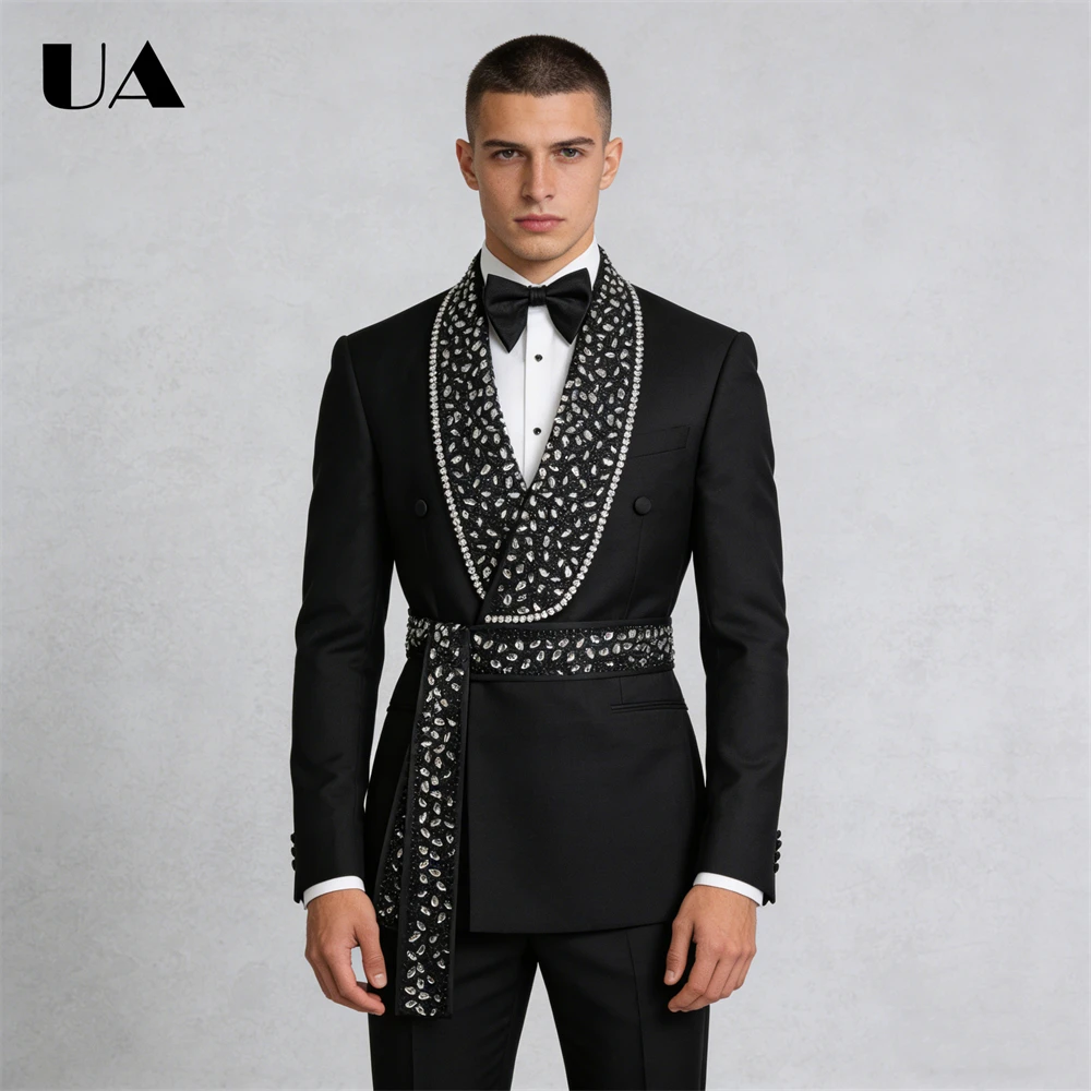 

Fancy Crystals Men's 2-Piece Suit Attire XXS-7XL Luxury Suit Attire, Formal Occasions Prom Tuxedo Tailored Sizing Suits