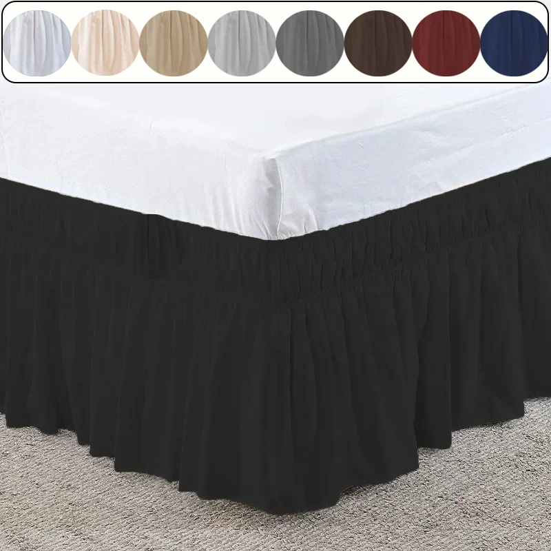 New Solid Color Elastic Wrap Around Bed Skirt Wave Edge Fade Resistant Skin-Friendly for Home Hotel Twin Full Queen King Sizes