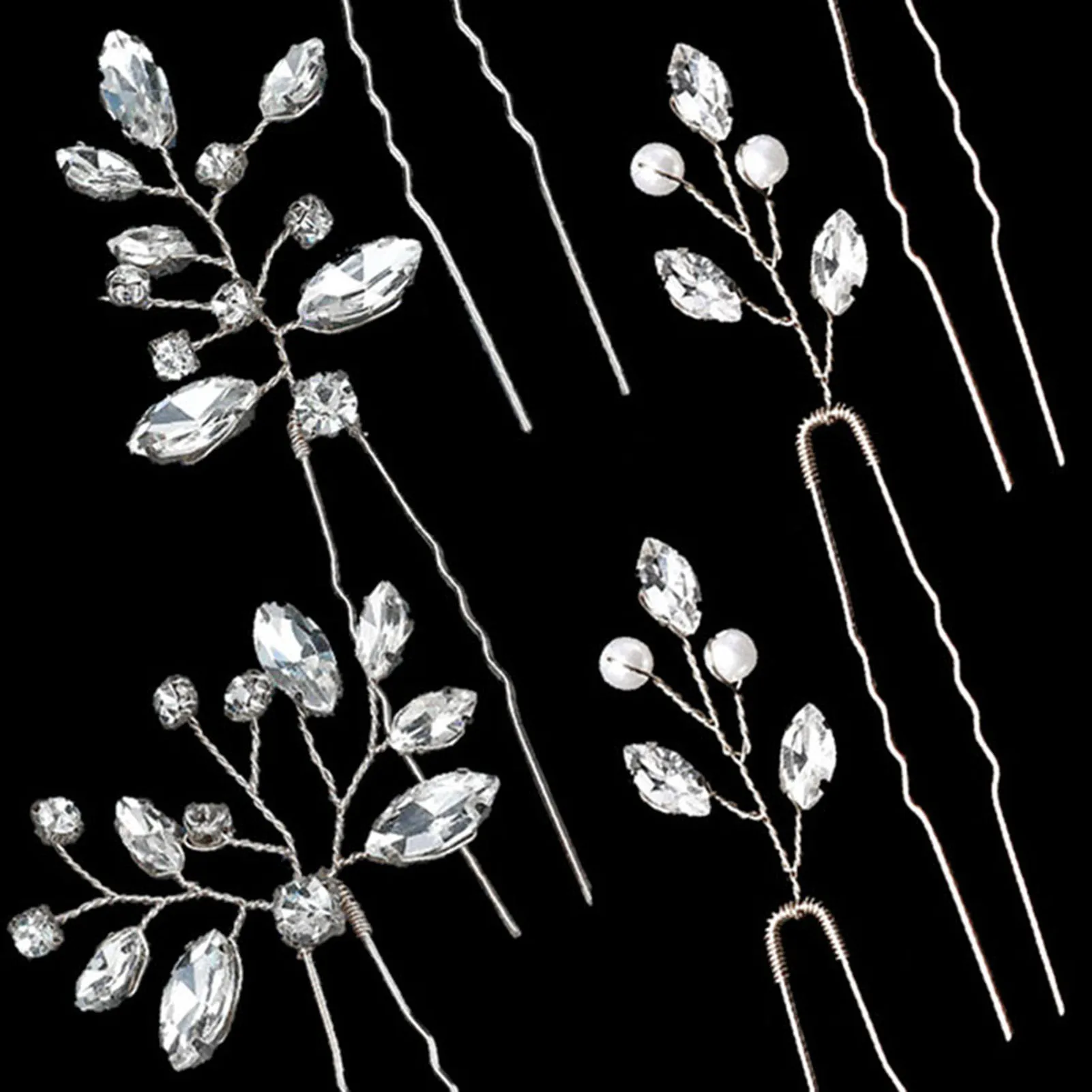 Sparkly Rhinestone Hairpins for Bride Wedding Hair Jewelry 6Pcs U Shaped Hair Sticks Forks Women Lady Party Hair Accessories image 5