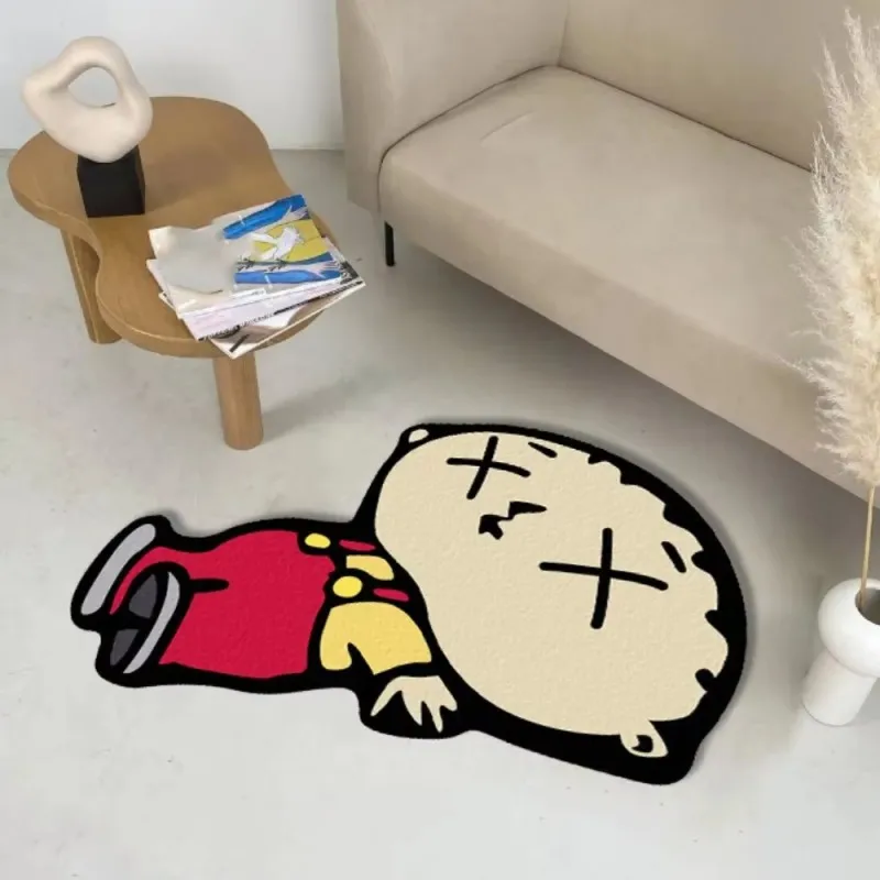 VIKAMA Fun Cartoon Character Rugs Non Slip Machine Washable Bedside Rug Entryway Mat for Bedroom Living Room Home Decor