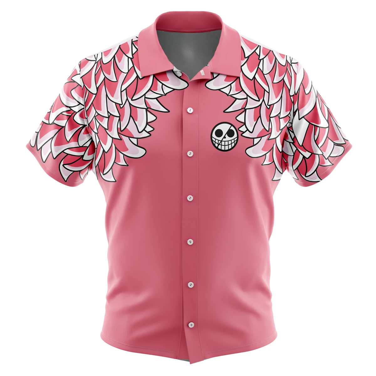 Doflamingo Pattern One Piece Button Up Hawaiian Shir Men's Casual Shirt Summer Clothes Father and Son Cosplay Clothes