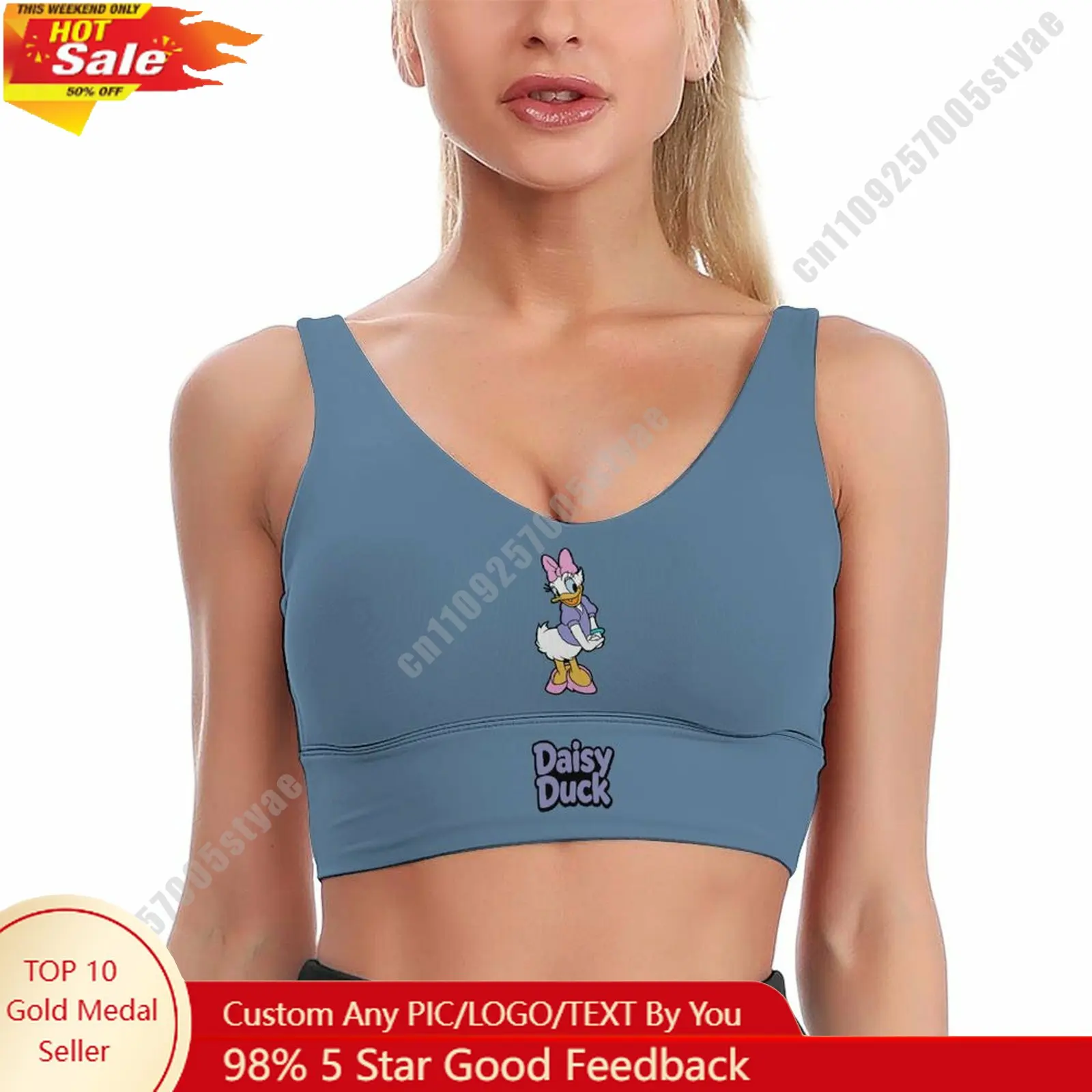 

Daisy Duck Sports Bra Disney Character Custom Breathable Underwear Running Fitness Push Up Bra Fresh Fashionable Gifts
