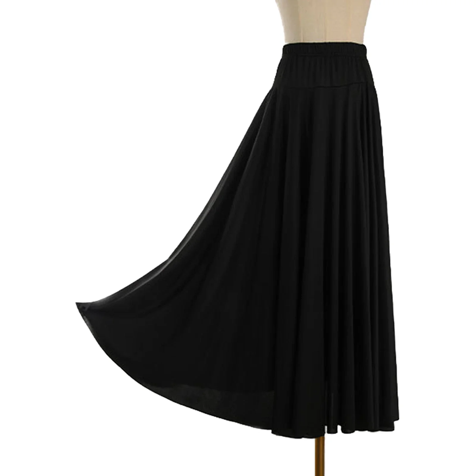 Lady Modern Swing Skirt Waltz Ballroom Dance Practice Ruffle Long Skirt Women Ballroom Dance Half Skirt Solid Color Long Dresses