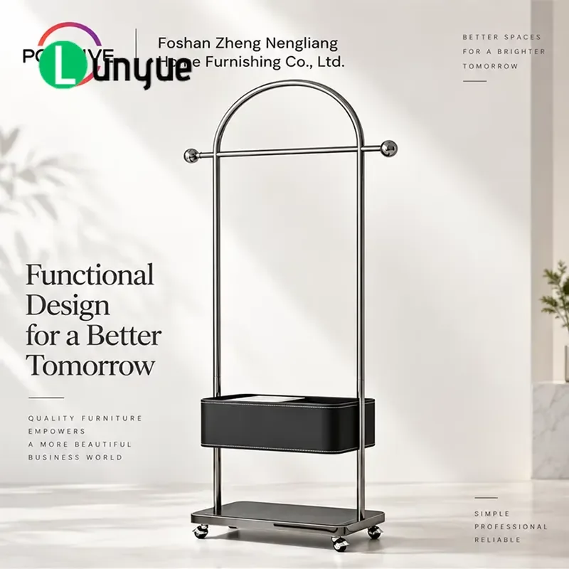 Modern Stainless Steel Hanger with Wheels Leather Storage Rack for Durable Mobile Clothes Organizer