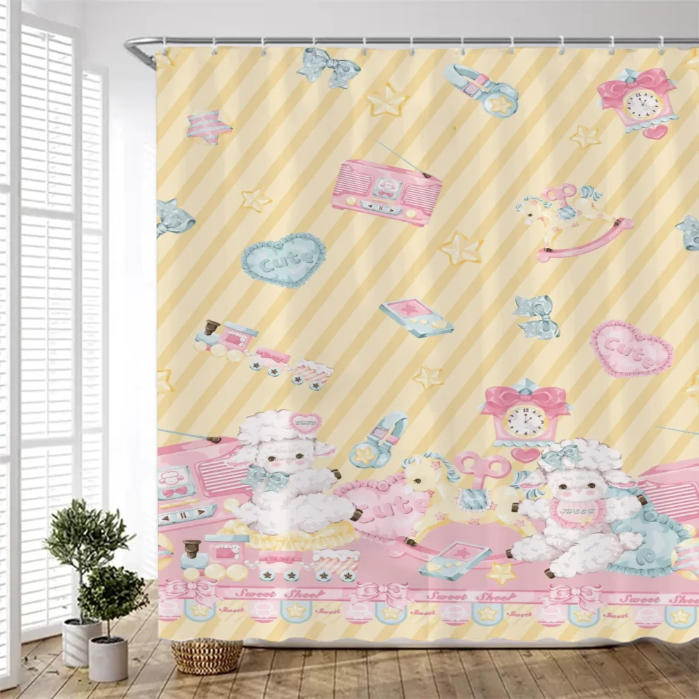 Cuddly Teddy Bear Bathroom Shower Curtain Waterproof Fabric Bathroom Curtains Bath Folding Partition Accessories Bedrooms Set