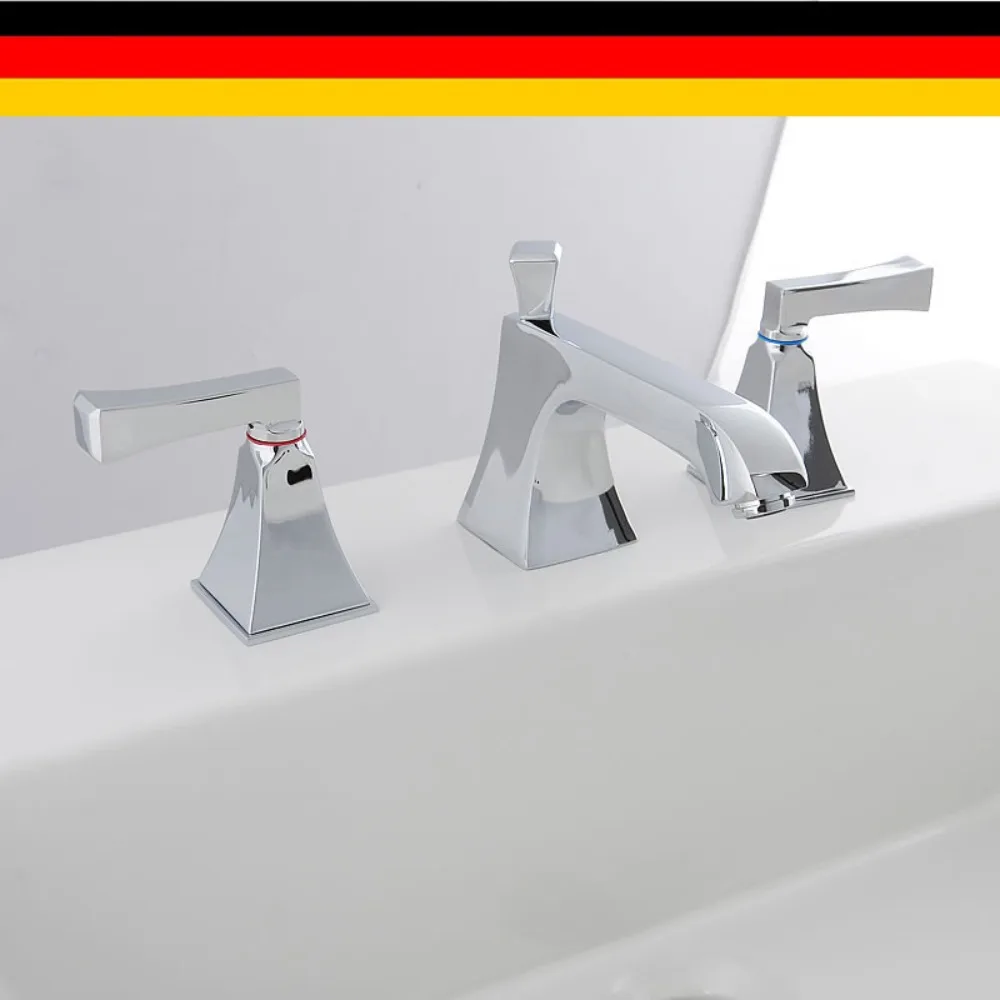 Exported to Germany, 8-inch three hole faucet, bathroom, all copper gold basin, cold and hot faucet, washbasin, basin faucet