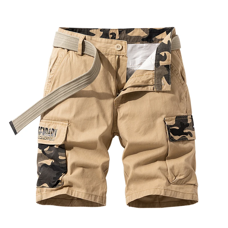 Pantalones cortos de camuflaje al aire libre para hombre, ropa de trabajo de escalada de ocio de verano, múltiples bolsillos rectos con pantalones cortos, pantalones medianos casuales que combinan con todo