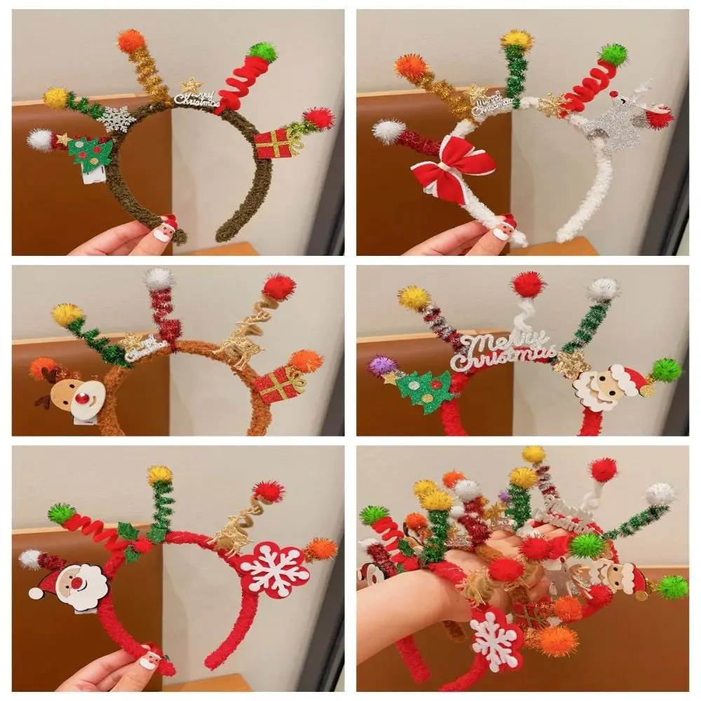 อุปกรณ์เสริมผมคริสต์มาสแถบคาดศีรษะ Xmas Merry Christmas Santa Claus ผม Hoop Headpiece Hairband Antler ผม Hoop กลางแจ้ง