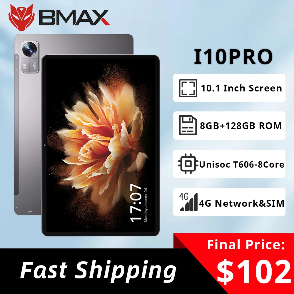 BMAX 8 Pro 10.1 นิ้ว แท็บเล็ต Android 13 รองรับการโทร 8GB RAM 128GB ROM 4G ที่คุ้มค่าที่สุดในปี 2025