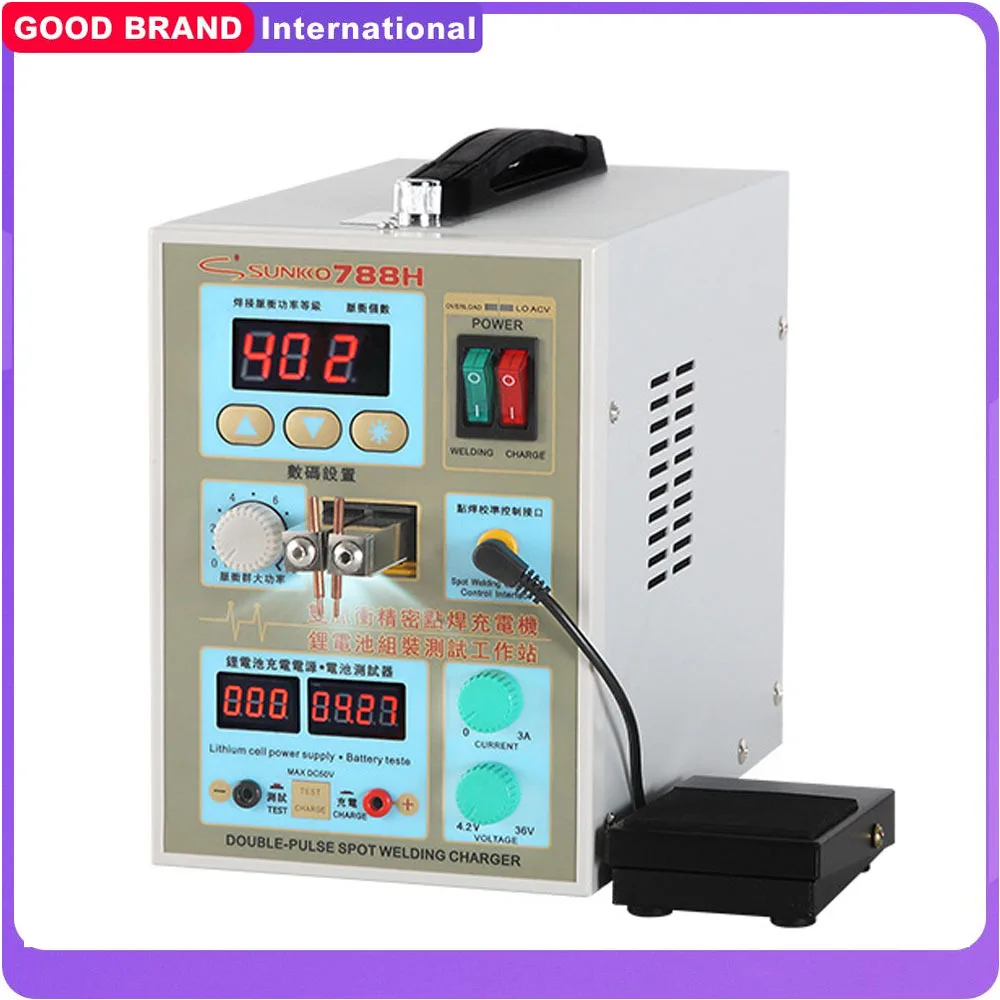 

SUNKKO 788H Pulse Spot Welding Machine 1.5kw Spot Welder LED light Lithium Battery Test for 18650 Battery Pack Weld 110V/220V