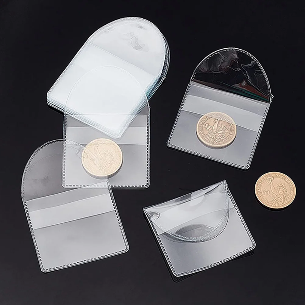 50 Pcs Coin Storage Bag Transparent Currency Pouches Portable Commemorative Collectors Pvc Protective