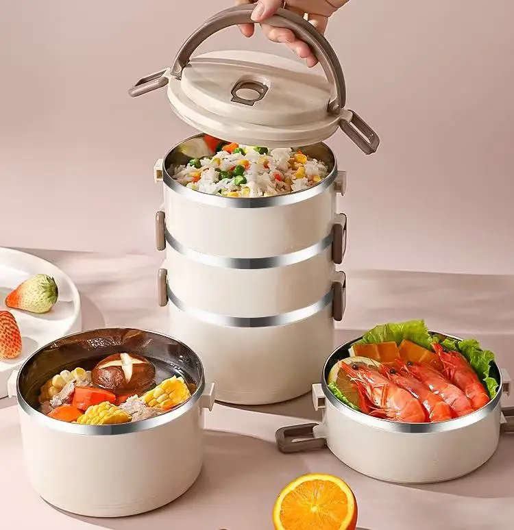 4 Layer Heatable Bento Box 304 Stainless Steel Portable Food Container for Adults Kids Newborn School & Office Use