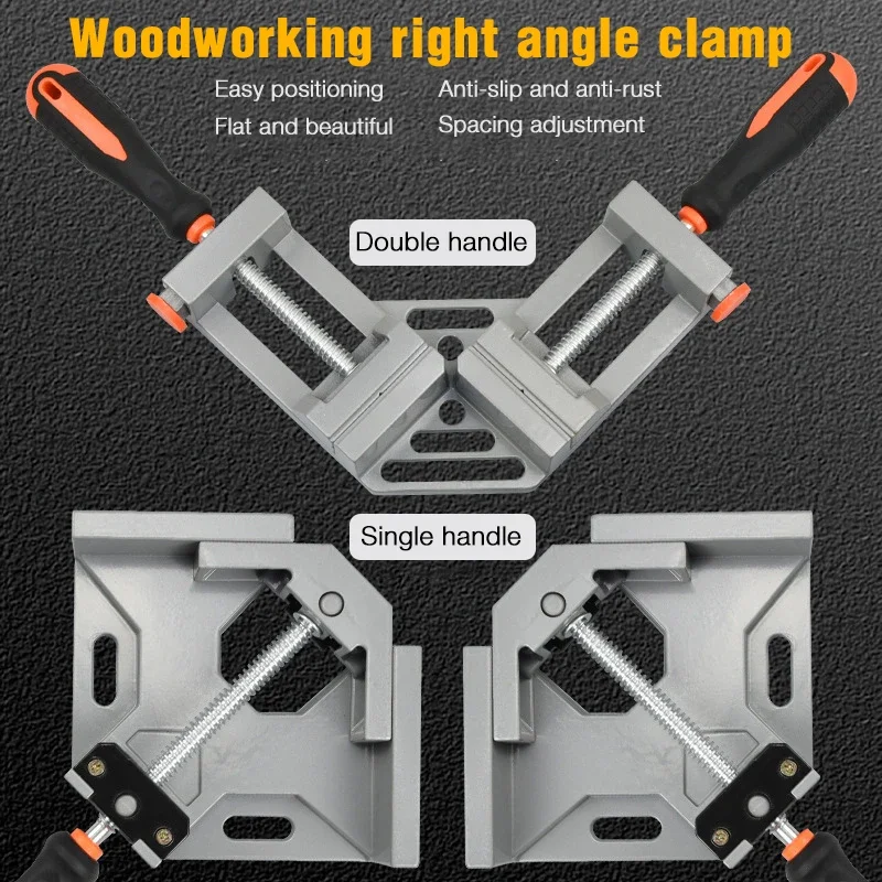 Aluminum Single/Double  Handle 90 Degree Right Angle Clamp Angle Clamp Woodworking Photo Frame Clip Right Angle Folder Tool