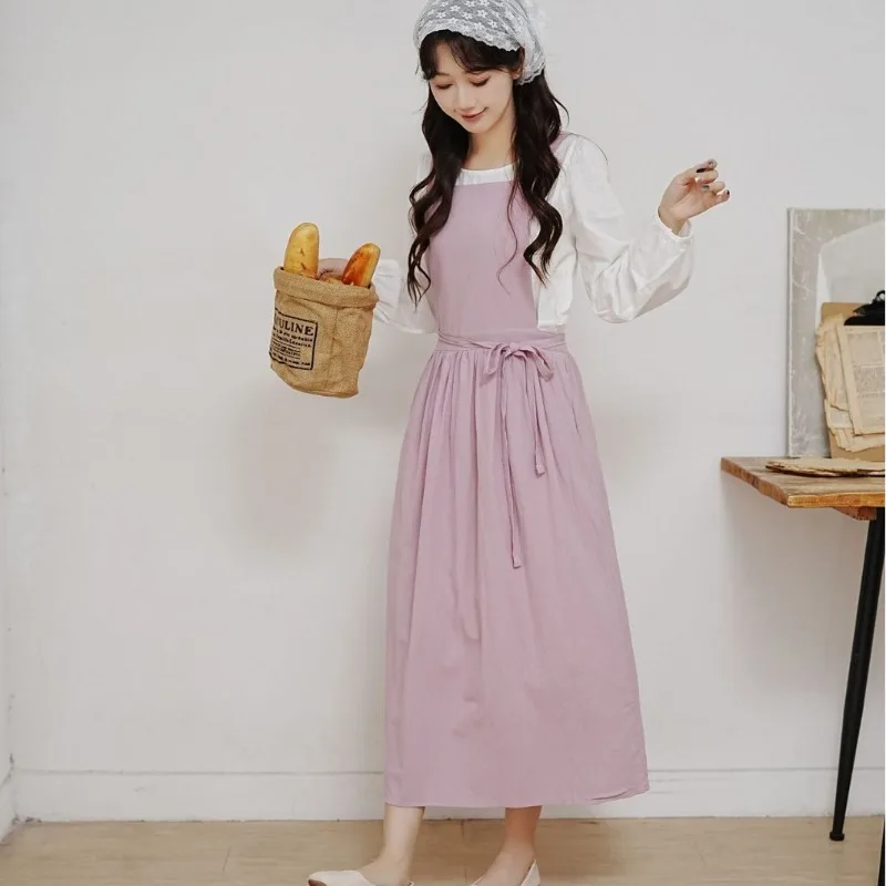 

1 шт., большой размер, расширенный хлопковый фартук в корейском стиле, цветочный чехол, чай с молоком, маникюрная поясная сумка, рабочая одежда