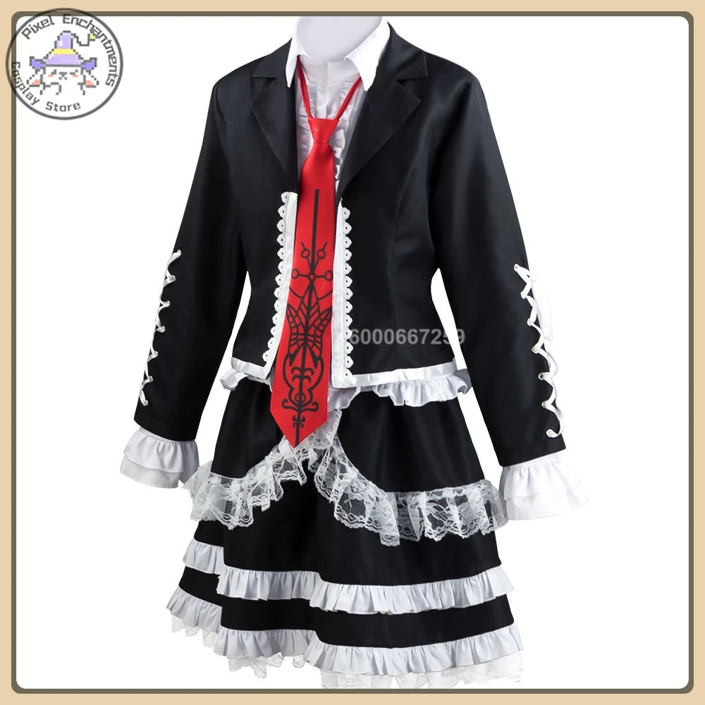 

Retro Gothic Character Celestia Role Playing Costume Halloween Hot-Sale Black Uniform Skirt Set Full Set Party Suit (Female)