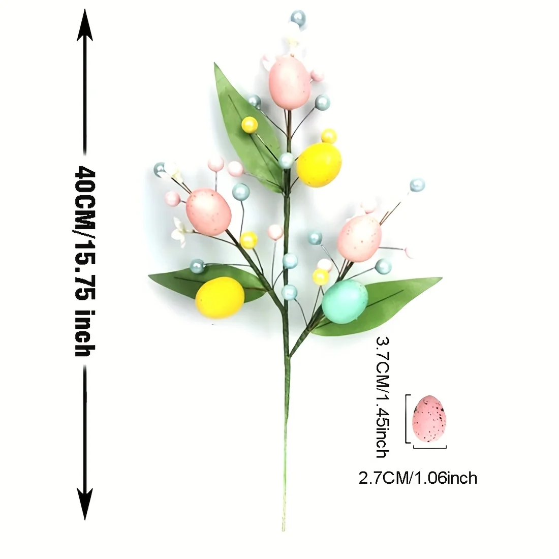 인공 부활절 토끼 꽃다발, 플라스틱 달걀 가지와 컬러 베리, 홈 데코, 거실 테이블탑 꽃꽂이