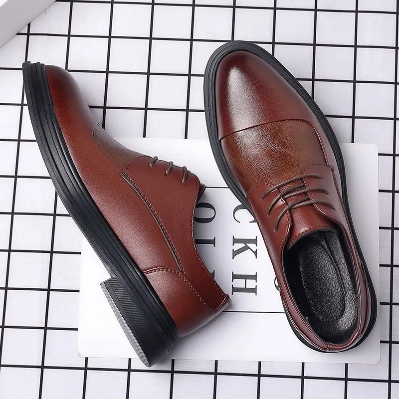 

size 38-47 British style man formal shoes platform brown derby shoes casual business italian wedding shoes