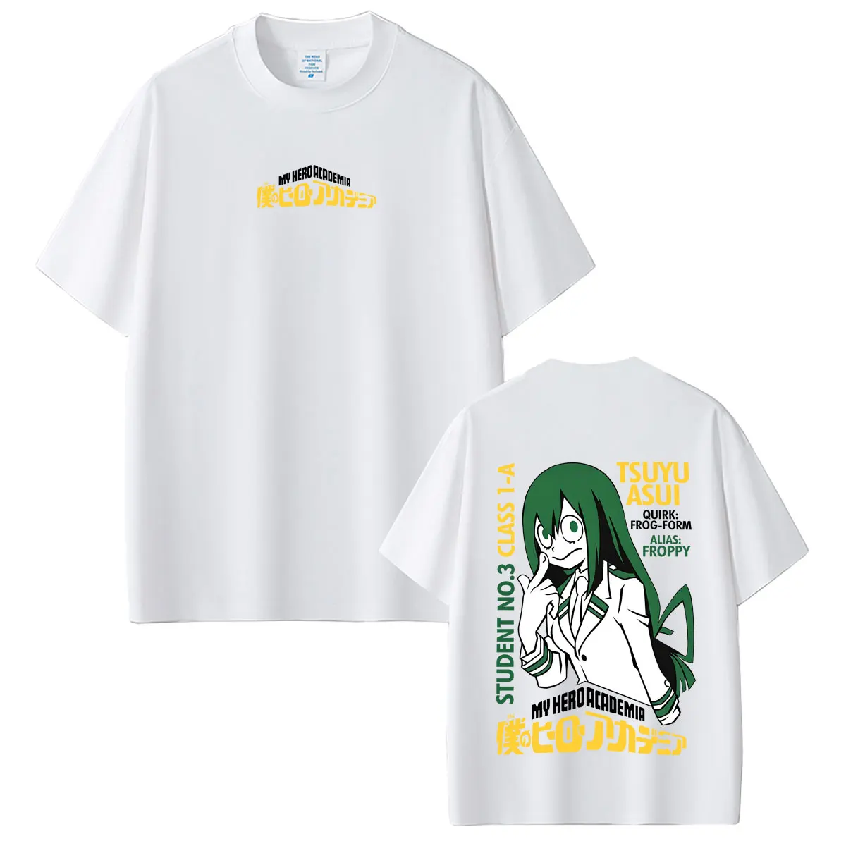 Anime My Hero Academia Tsuyu Asui T-Shirt Sommer Herren Damen Casual Hochwertige Weiche Baumwoll-T-Shirts Männliche Mode Manga T-Shirt – Detail 5