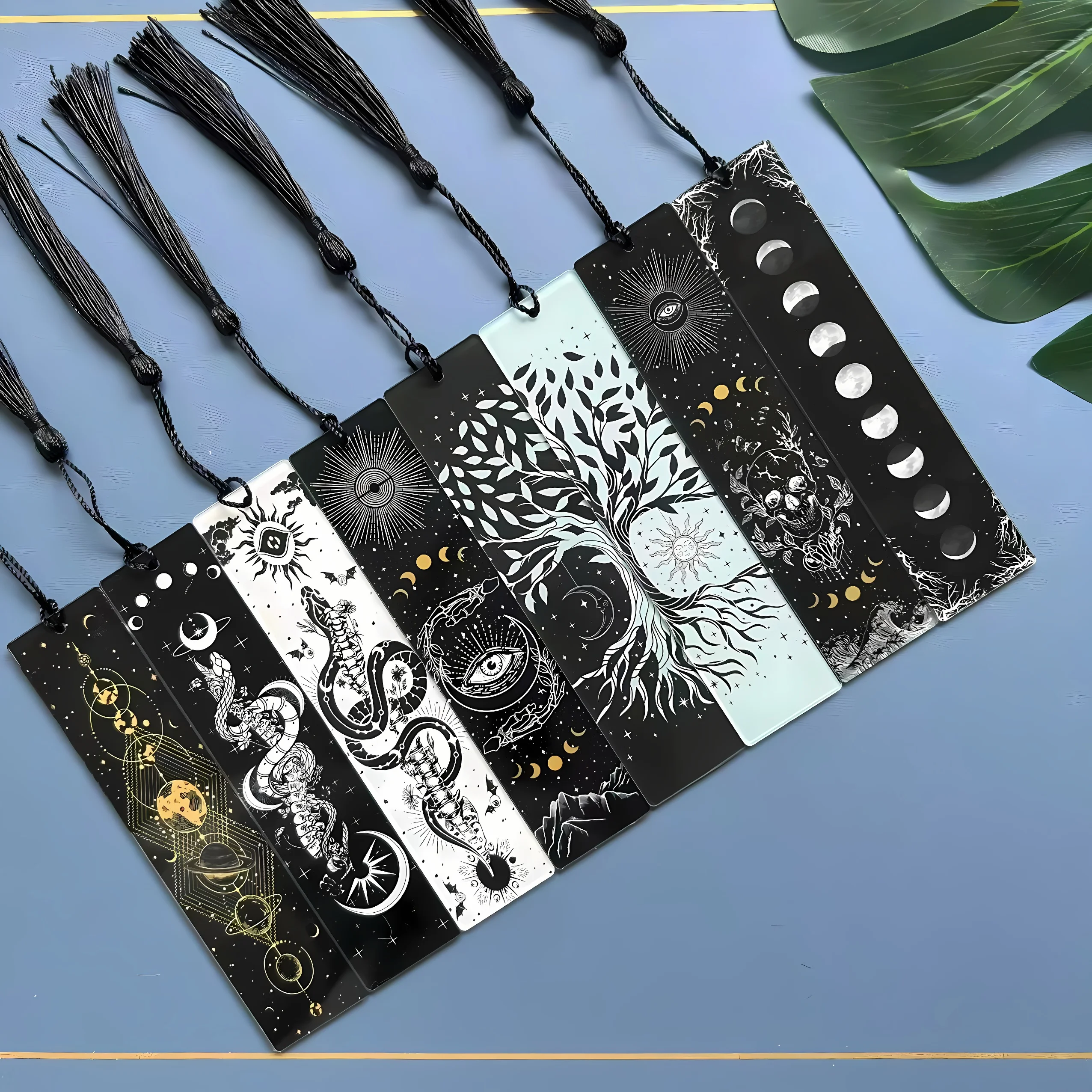 8 sztuk akrylowe zakładki artykuły do nauki dla uczniów artykuły papiernicze prezenty wystrój prezenty książka biuro drzewo życia księżyc Tarot Element patter